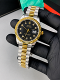 Luxury Gold Chain & Gold Black Men's Watch | Premium Stainless Steel Wrist Watch with Date & Time Display