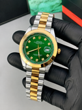 Luxury Gold & Green dial Men's Watch | Premium Stainless Steel Wrist Watch with Date & Time Display
