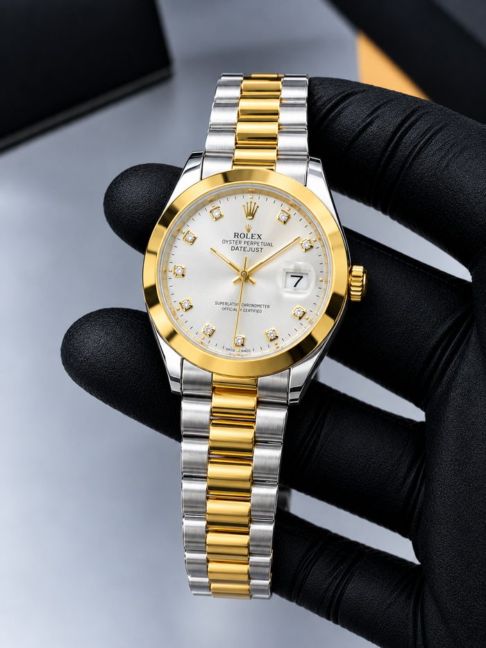 Luxury Gold & White dial  Men's Watch | Premium Stainless Steel Wrist Watch with Date & Time Display