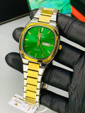 Luxury New Gold & Green dial Men's Watch | Premium Stainless Steel Wrist Watch with Date & Time Display