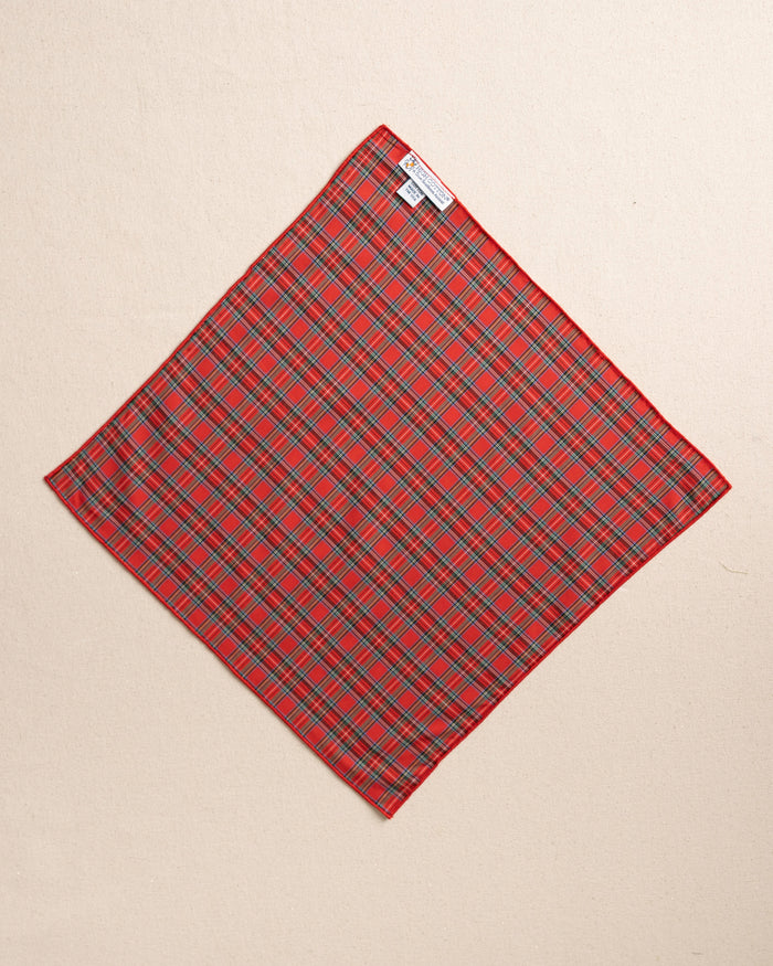 The back view of the High Cotton MacIntosh Tartan Pocket Square at Southern Tide - Red