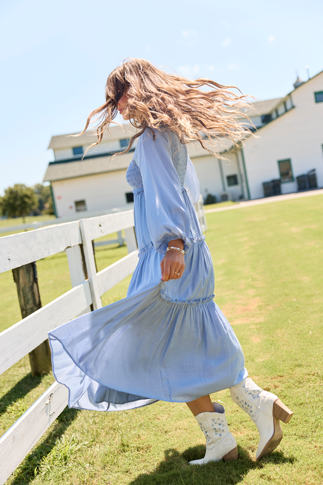 Made For Memories Tiered Long Sleeve Maxi Dress