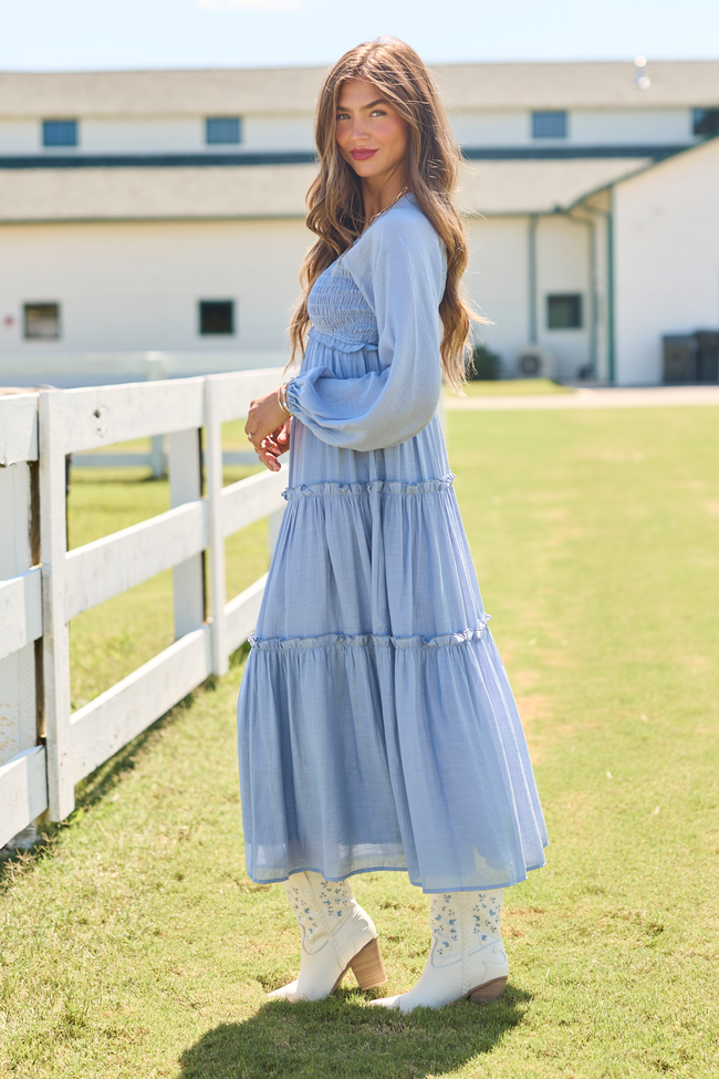 Made For Memories Tiered Long Sleeve Maxi Dress