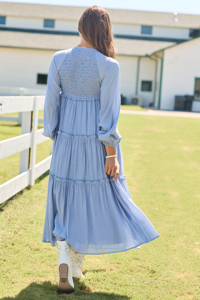 Made For Memories Tiered Long Sleeve Maxi Dress