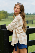 Made Me Realize Plaid Button Front Taupe