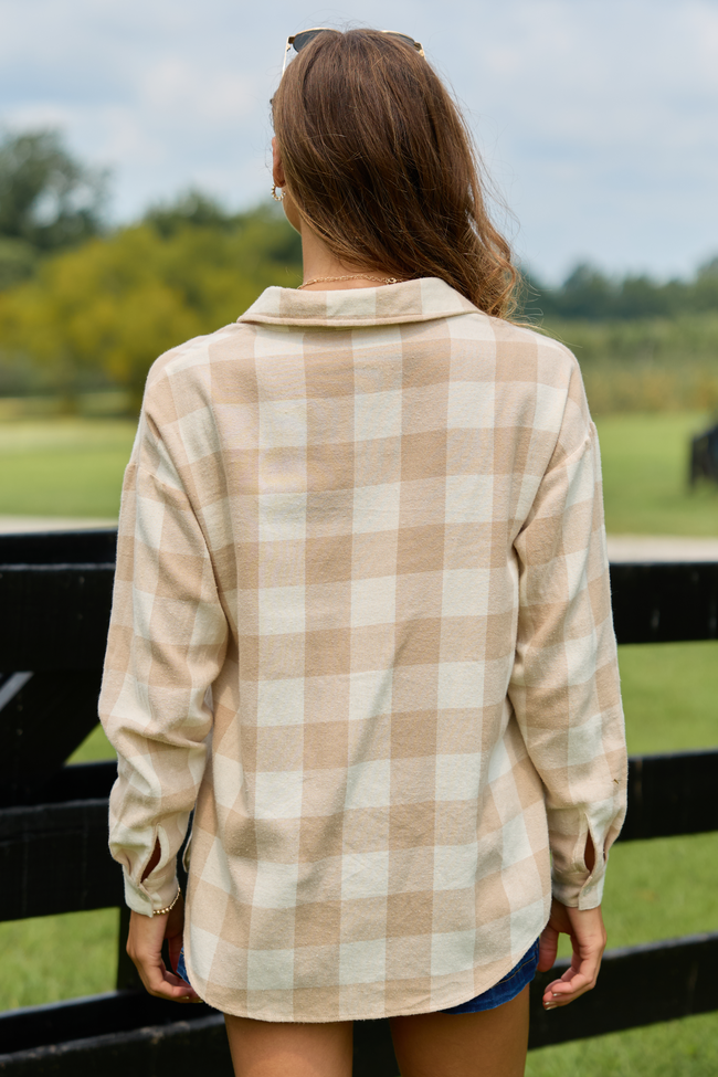 Made Me Realize Plaid Button Front Taupe