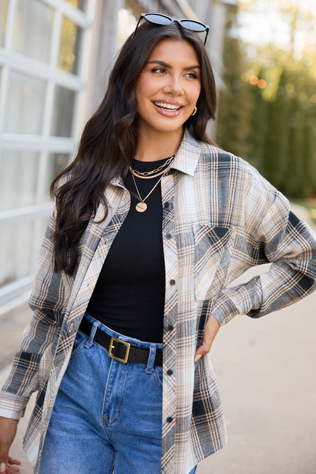 Made Me Realize Plaid Button Up Black/Cream