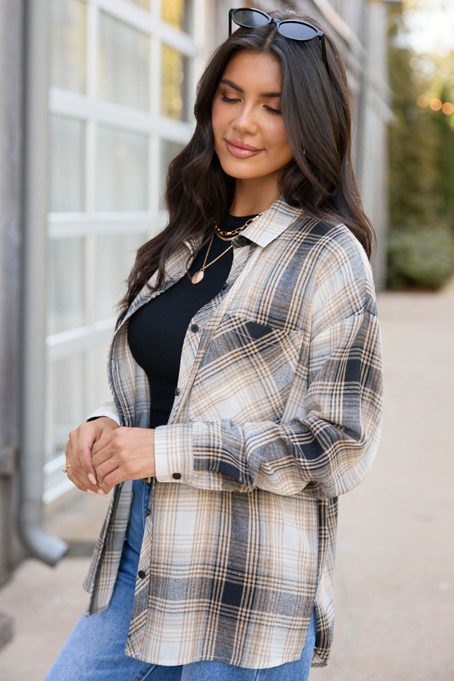 Made Me Realize Plaid Button Up Black/Cream