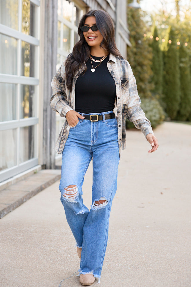 Made Me Realize Plaid Button Up Black/Cream