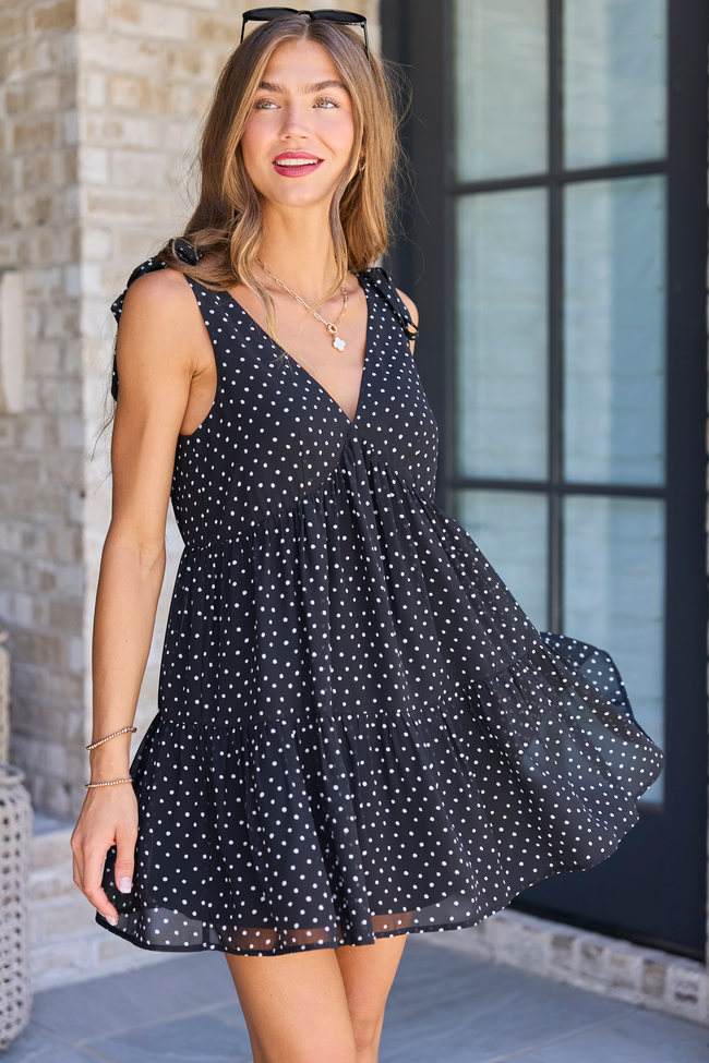 Made You Look Black And White Polka Dot Mini Dress