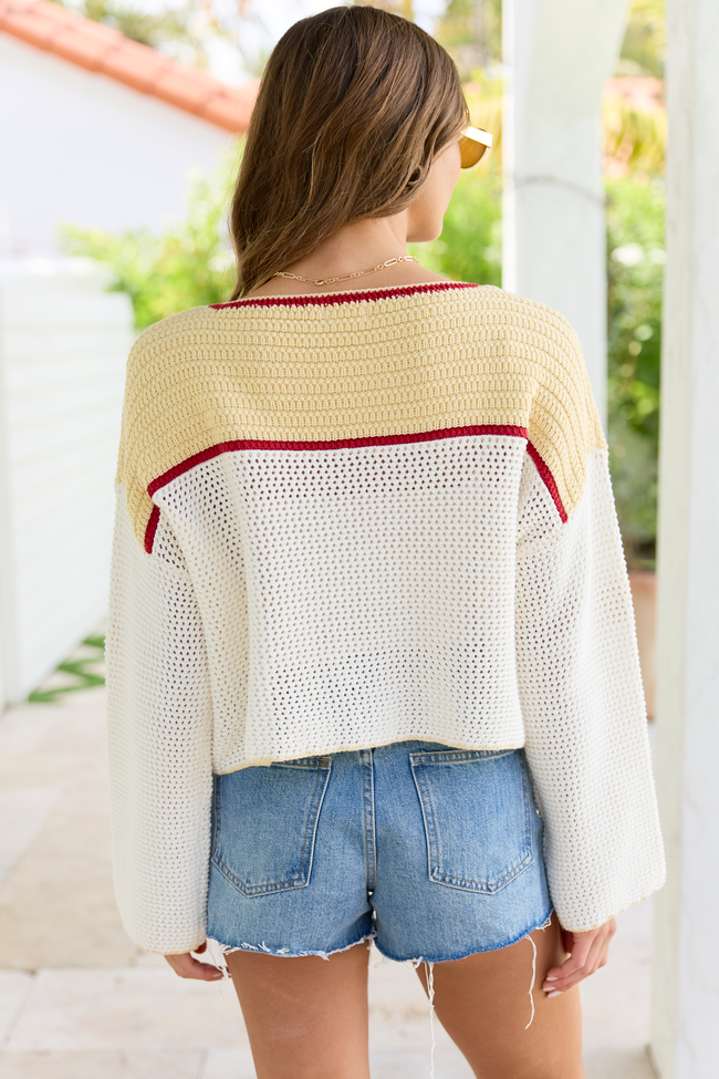 Madi Ivory Strawberry Crewneck Sweater FINAL SALE