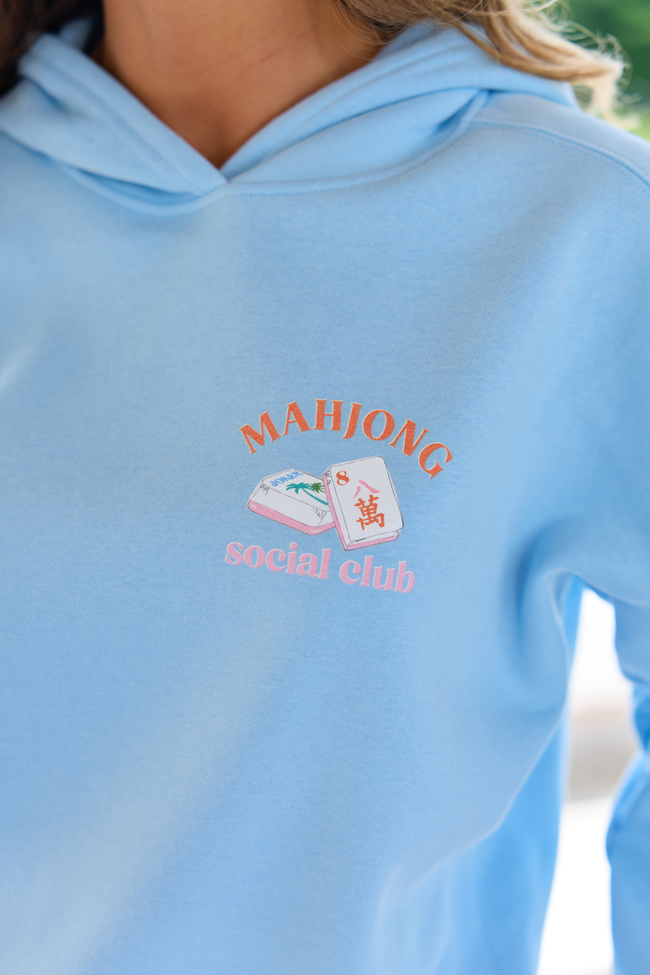 Mahjong Tiles Light Blue Graphic Hoodie
