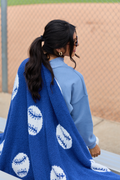 Make Me Believe Blue Baseball Blanket