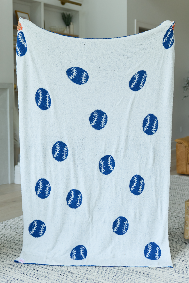 Make Me Believe Blue Baseball Blanket