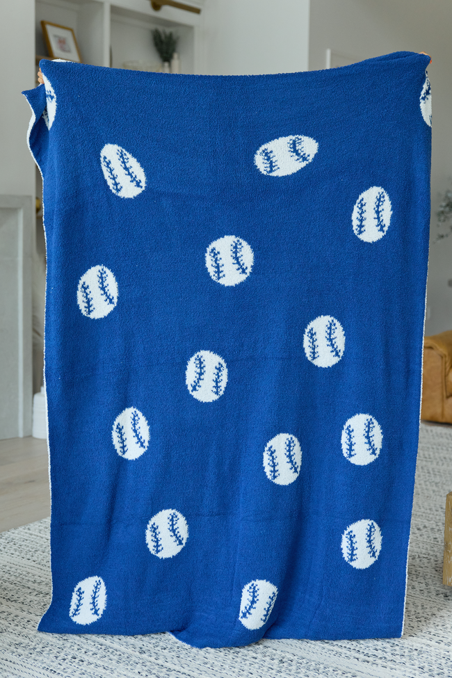 Make Me Believe Blue Baseball Blanket