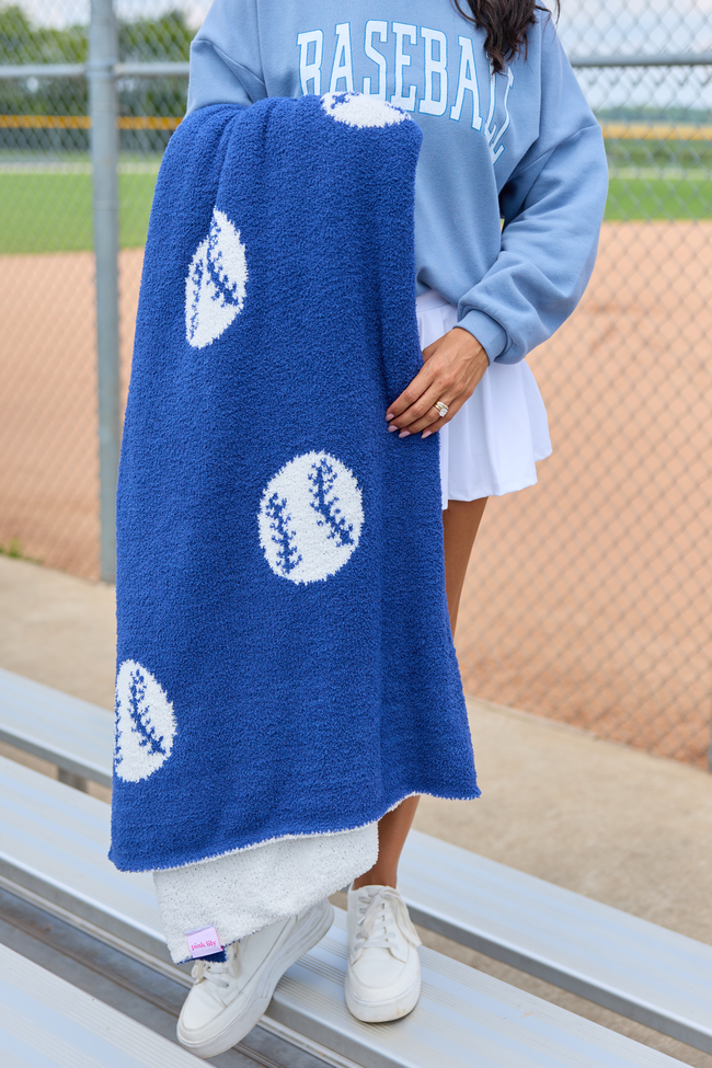 Make Me Believe Blue Baseball Blanket