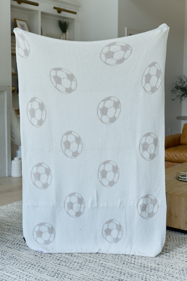 Make Me Believe Gray Soccer Ball Blanket
