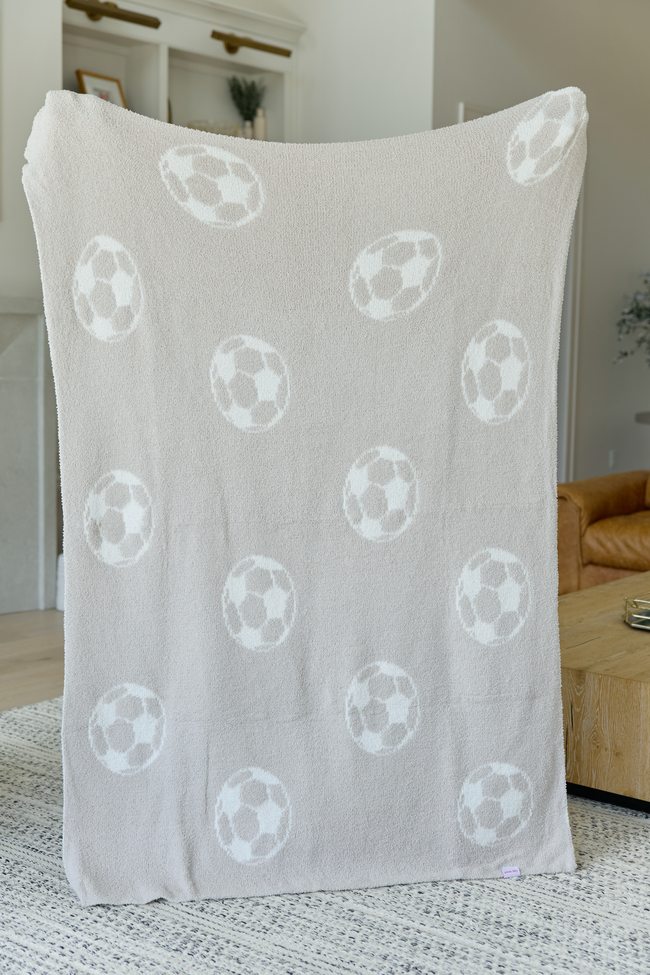Make Me Believe Gray Soccer Ball Blanket