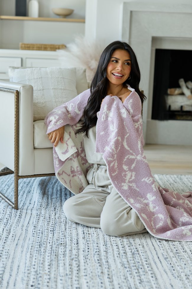 Make Me Believe Lavendar Bow Blanket