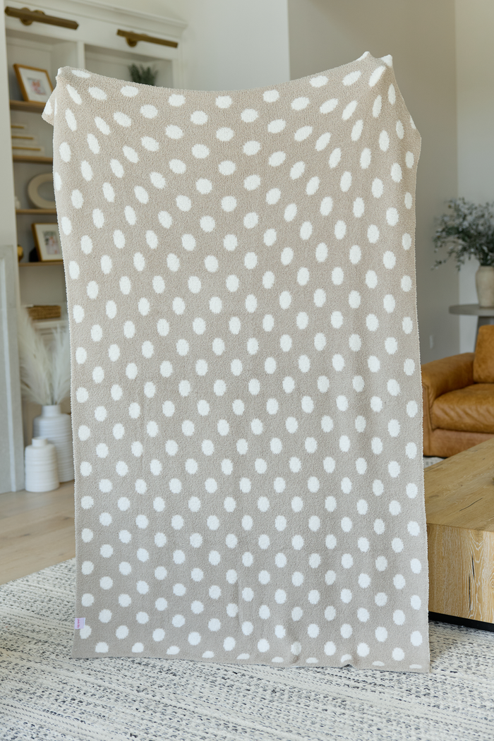 Make Me Believe Taupe Polka Dot Blanket