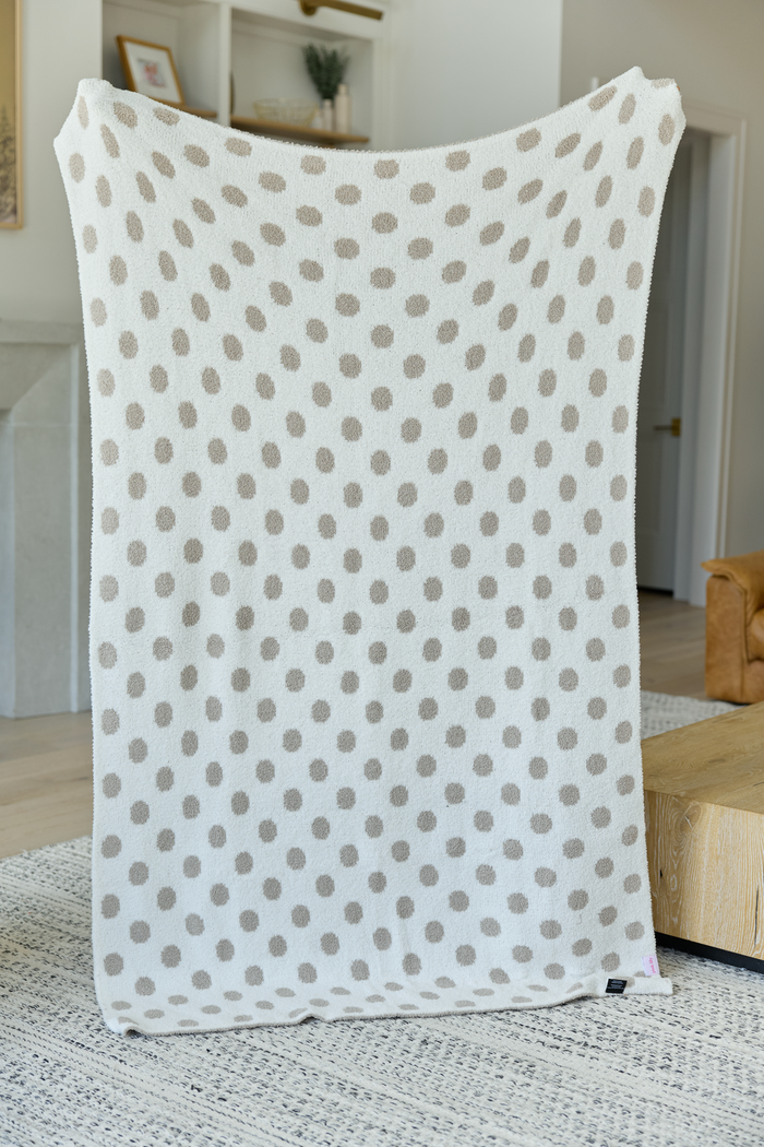 Make Me Believe Taupe Polka Dot Blanket