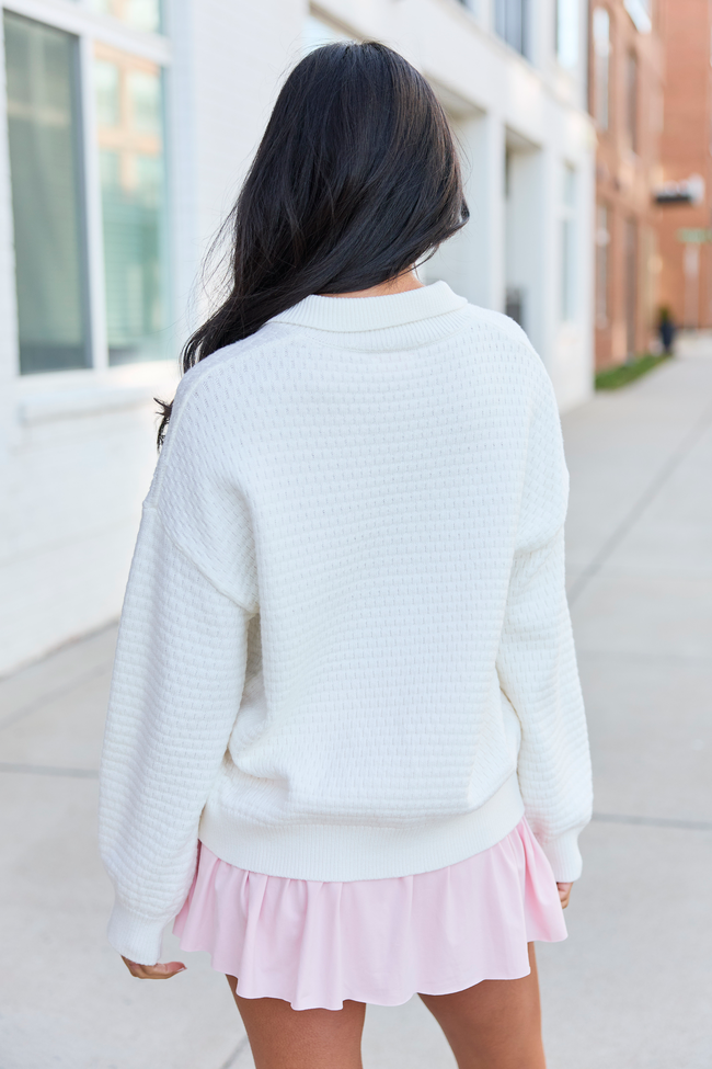 Making A Racquet Ivory Embroidered Pullover FINAL SALE