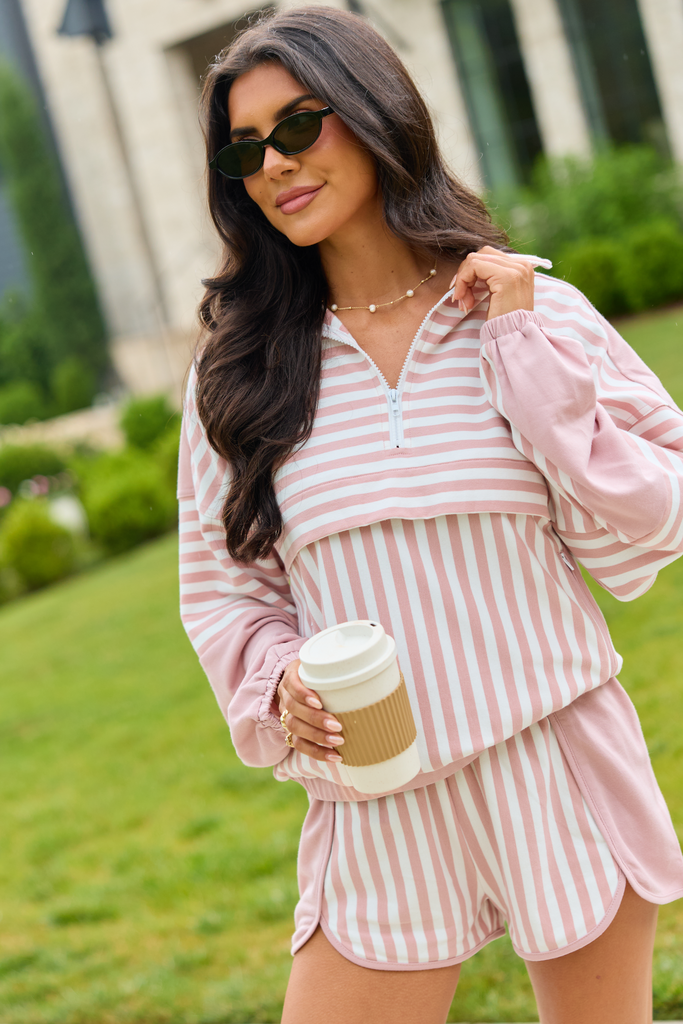 Mallory Dusty Pink Striped Pullover