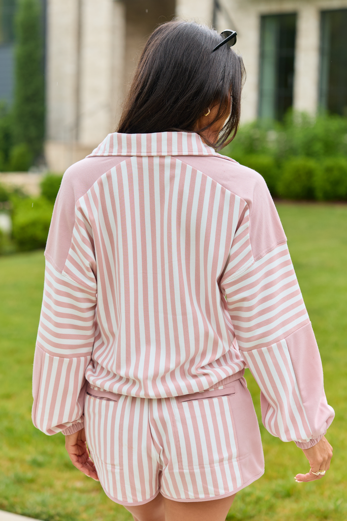 Mallory Dusty Pink Striped Pullover