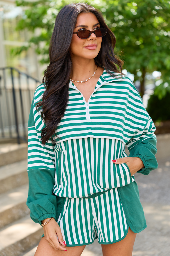 Mallory Kelly Green Striped Pullover