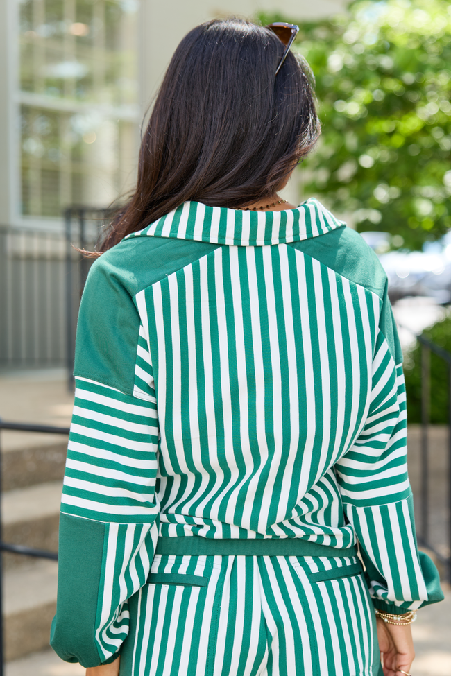 Mallory Kelly Green Striped Pullover