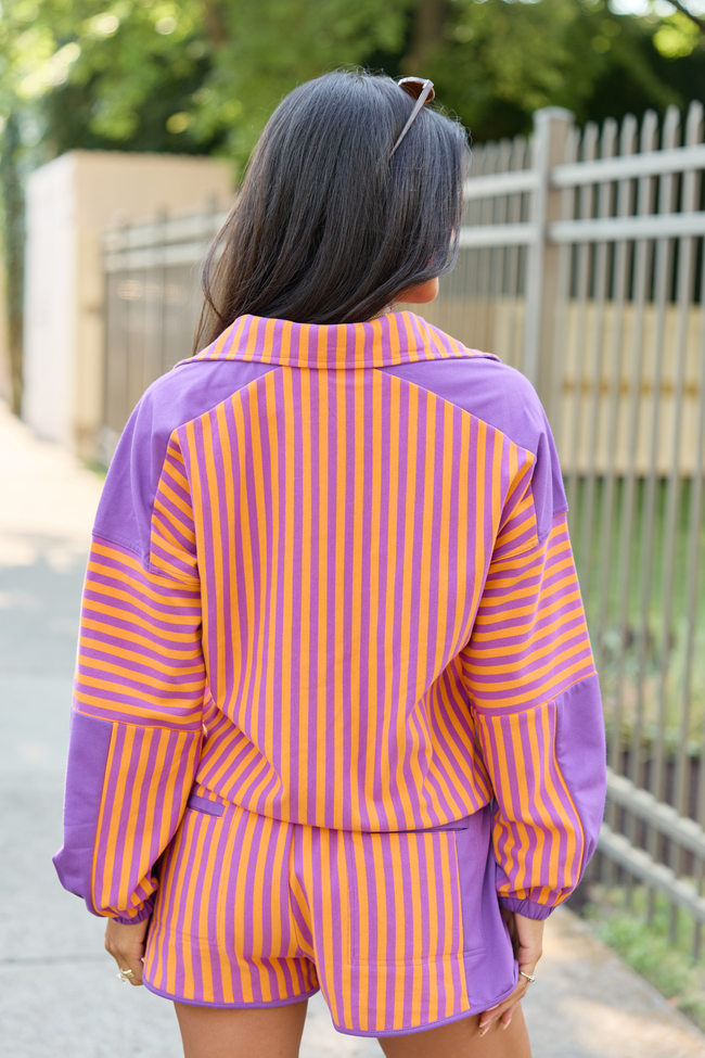 Mallory Purple/Yellow Striped Pullover
