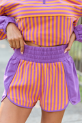 Mallory Purple/Yellow Striped Shorts