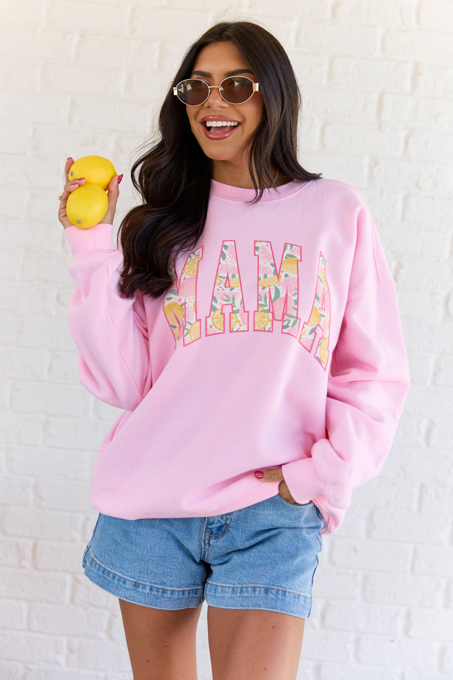 Mama Block Lemons Light Pink Graphic Sweatshirt