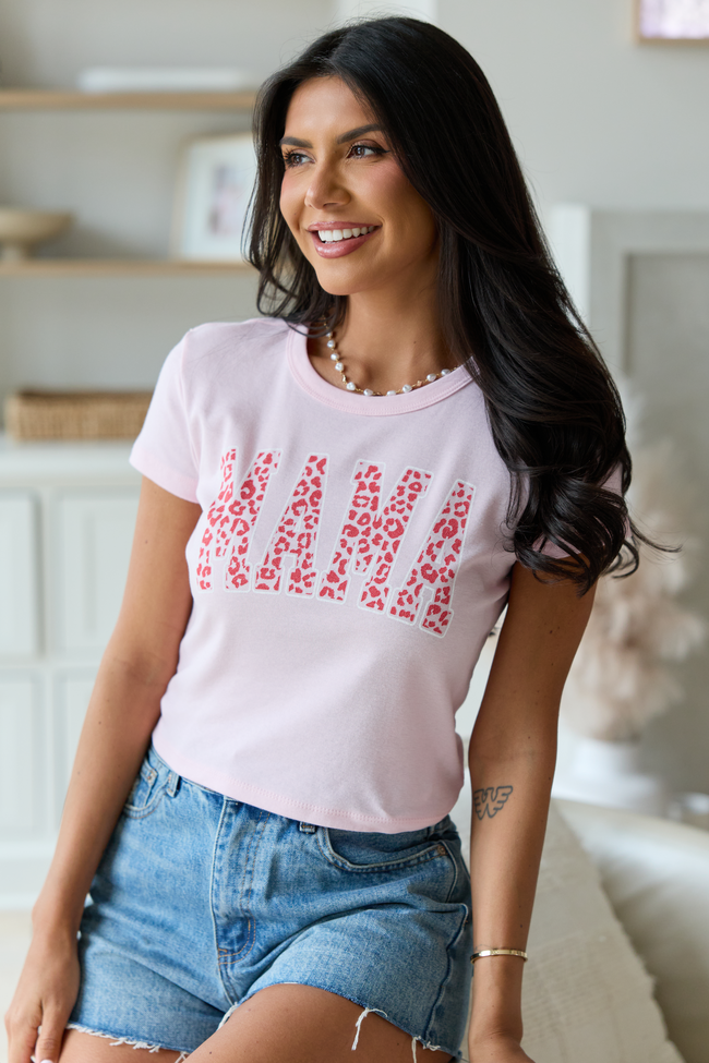 Mama Block Leopard Pink Baby Graphic Tee FINAL SALE