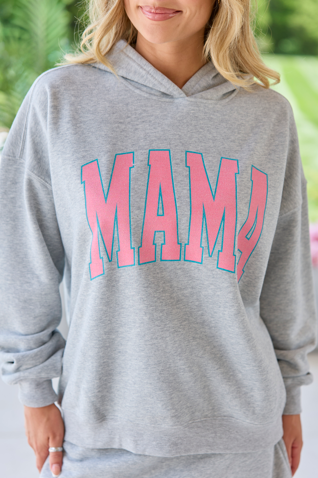 Mama Block Light Grey Graphic Hoodie