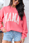 Mama Block Multi Daisy Light Red Graphic Sweatshirt