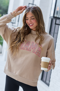 Mama Leopard Taupe Mock Neck Graphic Sweatshirt