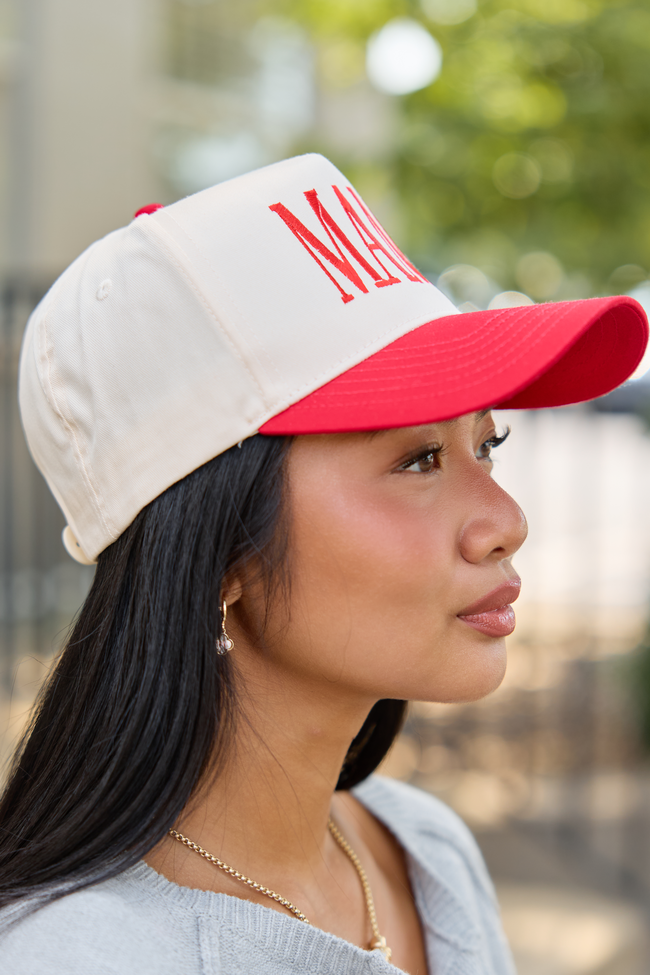 Mama Natural/Red Embroidered Trucker Hat