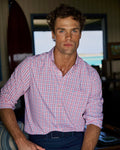 The lifestyle view of the Southern Tide Maravilla Coastal Breeze® Sport Shirt by Southern Tide - Island Pink