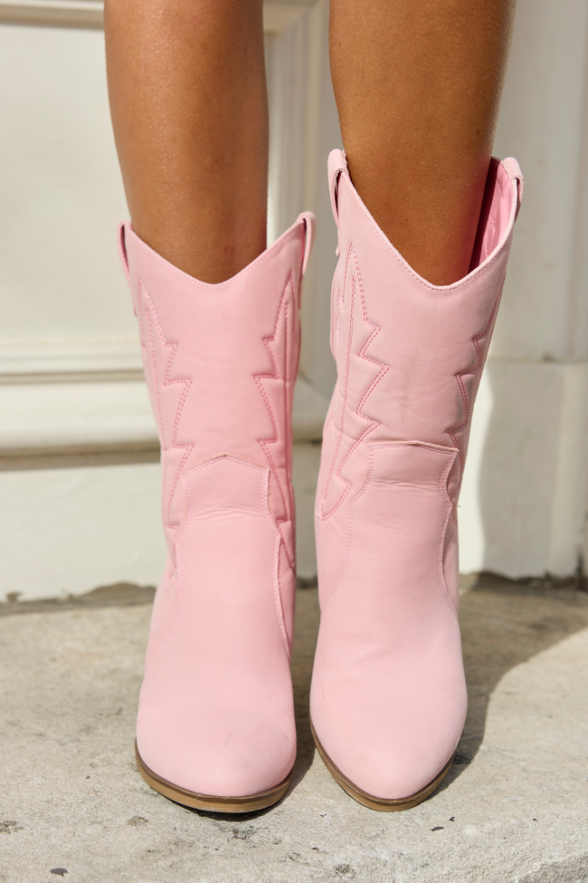 Margo Pink Midi Western Boots