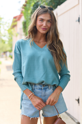 Mariah Sage Green Relaxed Long Sleeve Pullover Tunic