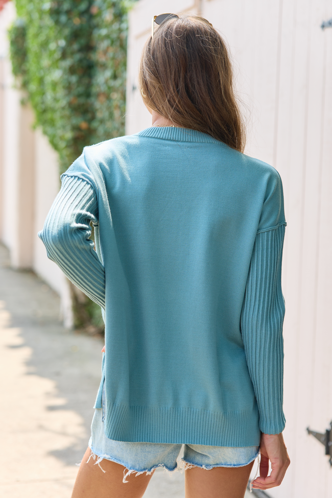 Mariah Sage Green Relaxed Long Sleeve Pullover Tunic