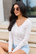 Marie Ivory And Pink Floral Long Sleeve Tee