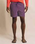 The front view of the Southern Tide Marine Mirage Maritime Swim Trunk by Southern Tide - Channel Marker Red