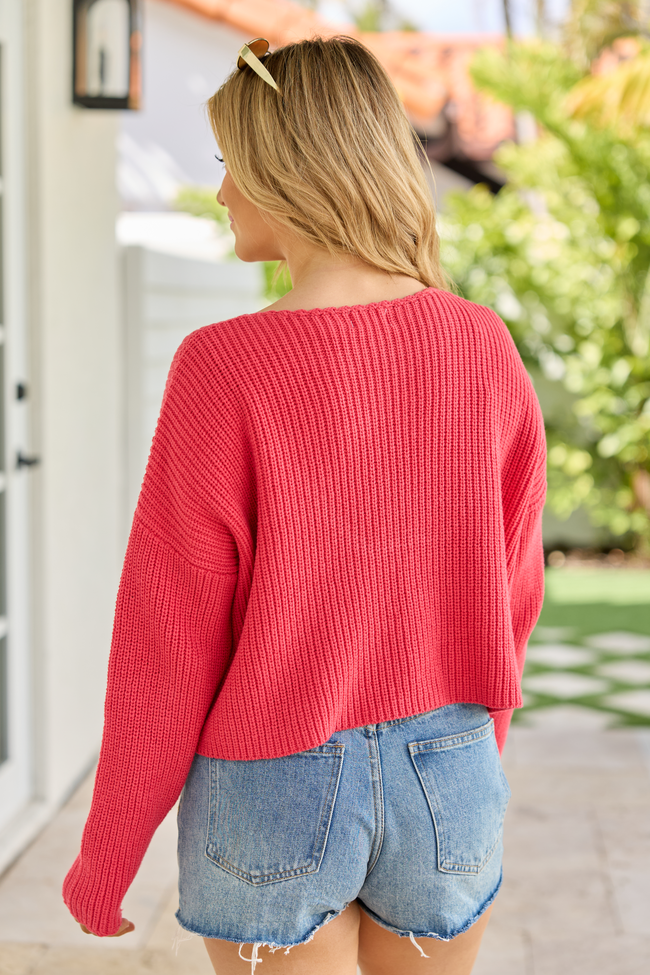 Marlie Red Crochet Sweater FINAL SALE