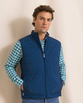 The front view of the Southern Tide Marsh Creek Cove Quilted Vest by Southern Tide - Nautical Blue