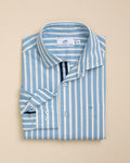 The detail view of the Southern Tide Marshside Stripe Charleston Sport Shirt by Southern Tide - Ocean Channel