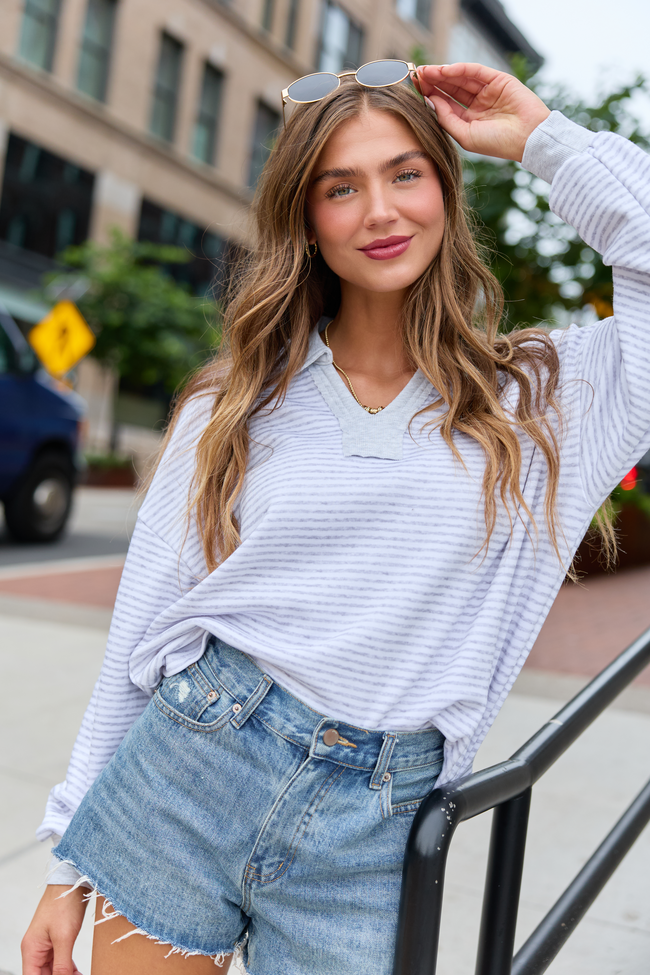 Mattie Grey Striped Sweatshirt
