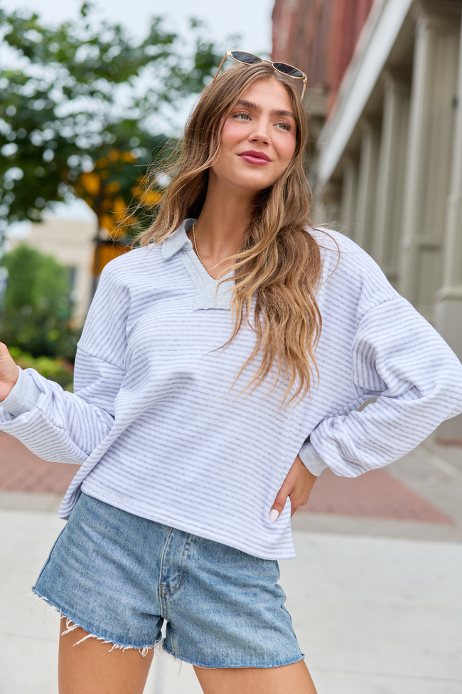 Mattie Grey Striped Sweatshirt