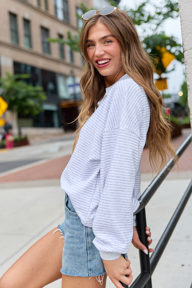 Mattie Grey Striped Sweatshirt